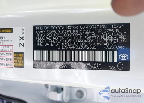 2025 Toyota Crown Platinum из США, поврежденный, VIN JTDAFAAF2S3012325